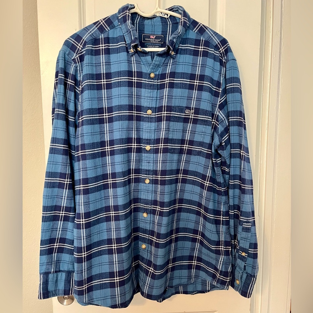 Men’s Vineyard Vines Blue Plaid Button Down Flannel
